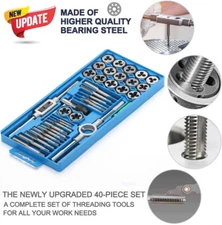 40 Pc SAE Tap & Die Set Bolt Screw Extractor/Puller Removal Threading Threads