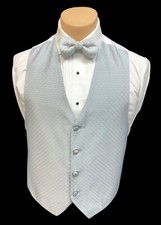 Men's Barassi Silver Tuxedo Vest  Tie Bow or Long Groom Wedding Party Prom