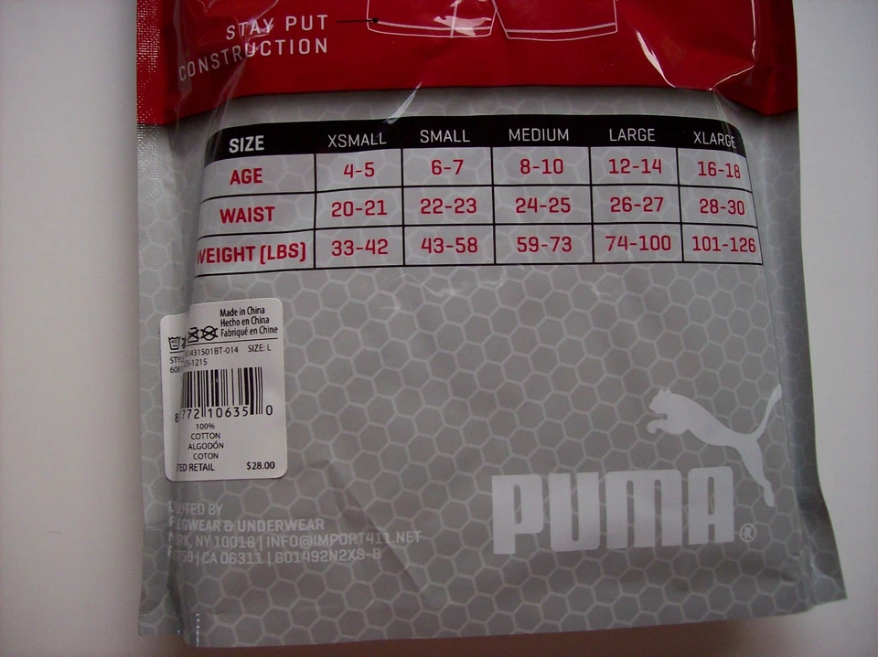 Puma Ropa Interior Calzoncillos 2pk Calzoncillos Boxer Sin Etiquetas Niños Amarillo Negro Nuevo en Paquete Foto 3 de 3