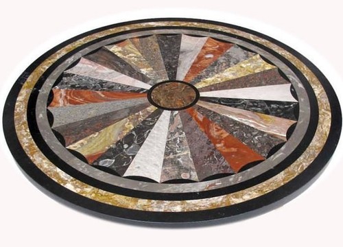 Table à manger ronde 80x80x76cm - Cadre en métal - placage à motif