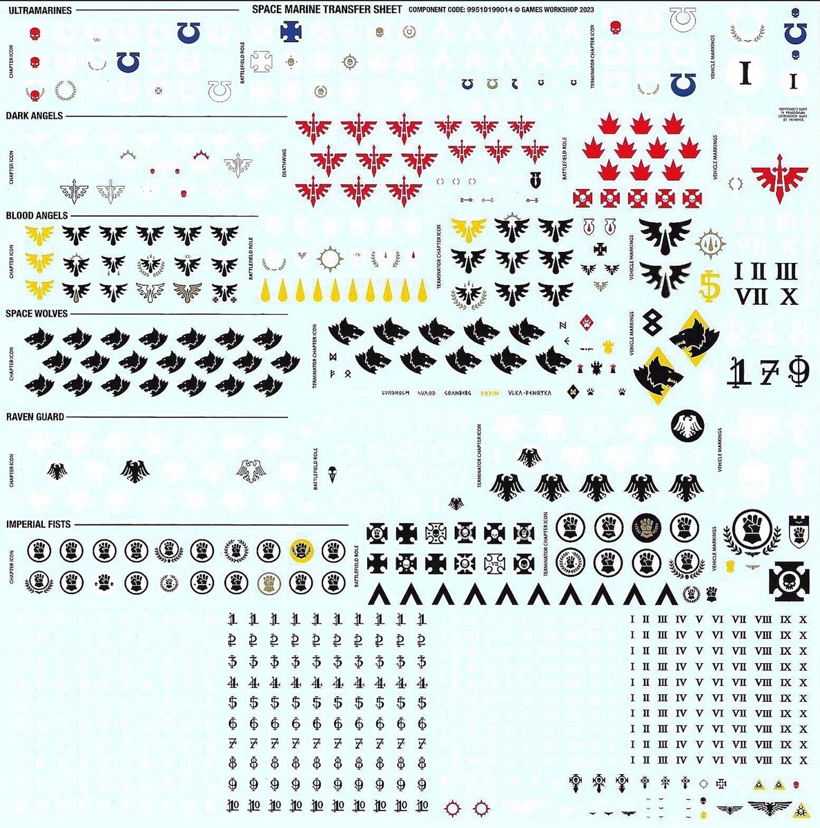 Warhammer Dark Angels Warhammer 40k Space Marines Transfer Sheet Decals ...