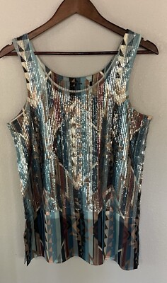 Origami Sequin Top With Chiffon Layer Women s Size Small