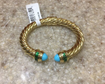 David Yurman Renaissance Cable Cuff Bracelet With Emeralds