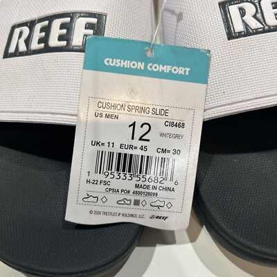Reef Cushion Spring Slides Sandals White Black Logo Comfort  display picture 1