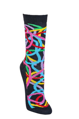Bunte Socken Loop Motiv Socken Uni-Sex Schwarz SOCKS4FUN *2er-Bündel* CH-6209