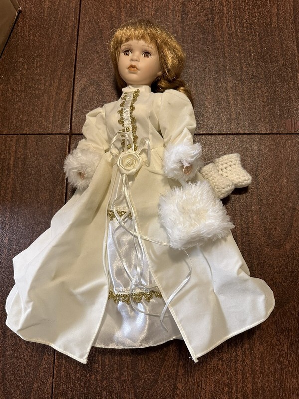 Doll In Long White Dress 16 Inches Tall