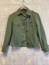 Lux Army Green Lined Jacket With Zip And Snap Closure Back Logo