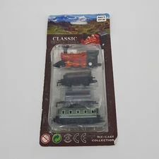 Retro Red Train Toy Die-Cast Pull Back Steam Train Model Set Kids Gift New