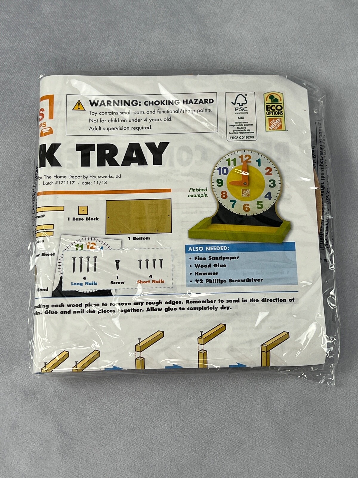 Lot 3 Kits Home Depot Clock Tray Locker Plane Wood Building Kid