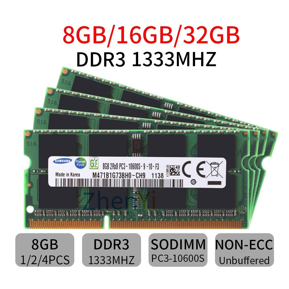 32GB 16GB 8GB DDR3 PC3-10600S 1333MHz SODIMM Laptop Memory RAM For