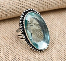 Glorious Aqua Apatite Gemstone Handmade 925 Sterling Silver Jewelry Ring