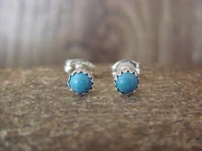 SMALL Navajo Indian Sterling Silver Denim Lapis Dot Post Earrings