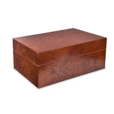 Large Premium Executive Cigar Humidor Wood Box, Vintage Burl- 75 To 120 Cigars