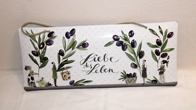Blechschild mit Prägung ''Liebe das Leben'', 35 x 15 cm, mit Kordel, Emailleschild