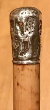 Vintage Antique Art Deco Sterling Silver Knob Swagger Walking Stick Cane Old