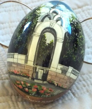 RUSSIAN HAND PAINTED WOOD LACQUERED EGG SIGNED BY ARTIST 3.25" x 2.25"...