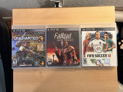 3 PS3 Games: Uncharted 3, Fallout New Vegas, FIFA Soccer 12 - All Tested+Working