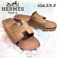 HERMES Sandals Mule Shoes H Logo EU 37 US 7 Beige Authentic