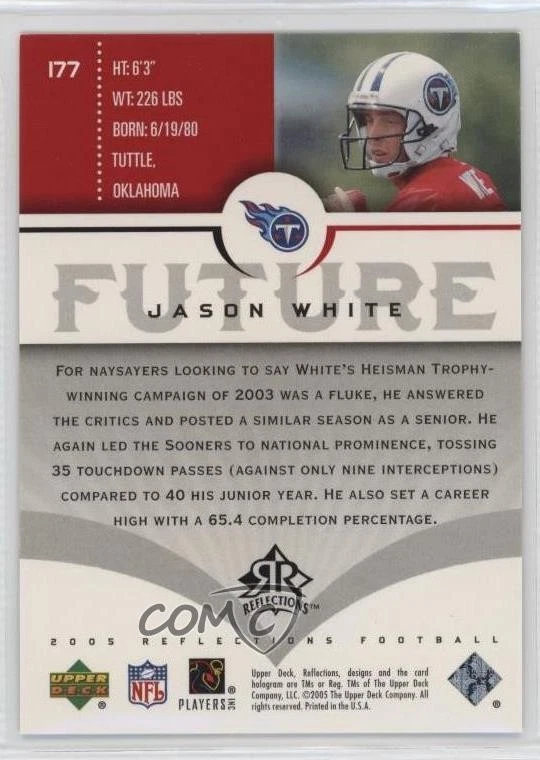 2005 Upper Deck Reflections Future /699 Jason White #177 Rookie RC - Image 2 of 2