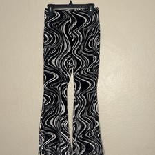 Wonder Nation Girls Black White Swirl Print Flare Pants Size M (7-8) Y2K