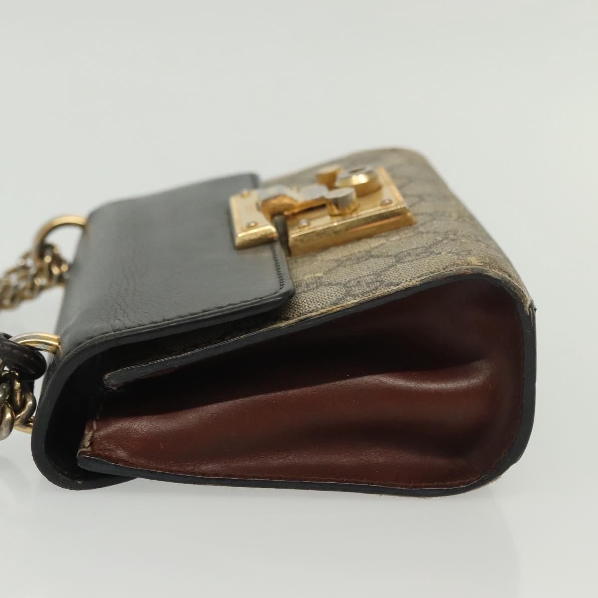 GUCCI GG Supreme Chain Shoulder Bag PVC Beige Gold 409487 Auth