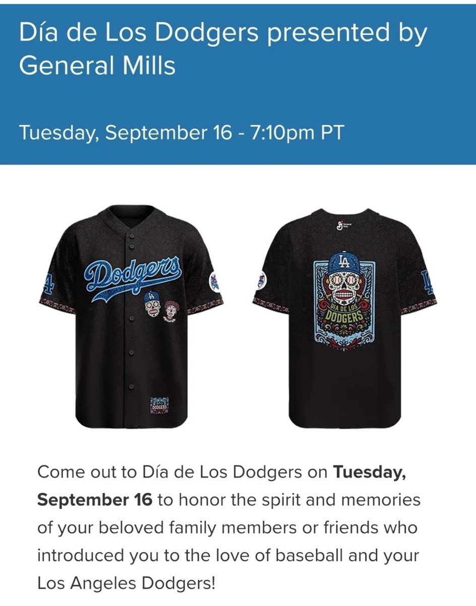 XL Jersey LA Dodgers 2025 Dia De Los Muertos DDLD 9/16 DODGERS