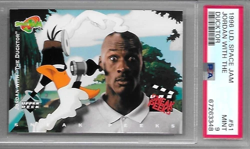 1996 UPPER DECK SPACE JAM MICHAEL JORDAN WITH THE DUCKTOR CARD #51 PSA 9