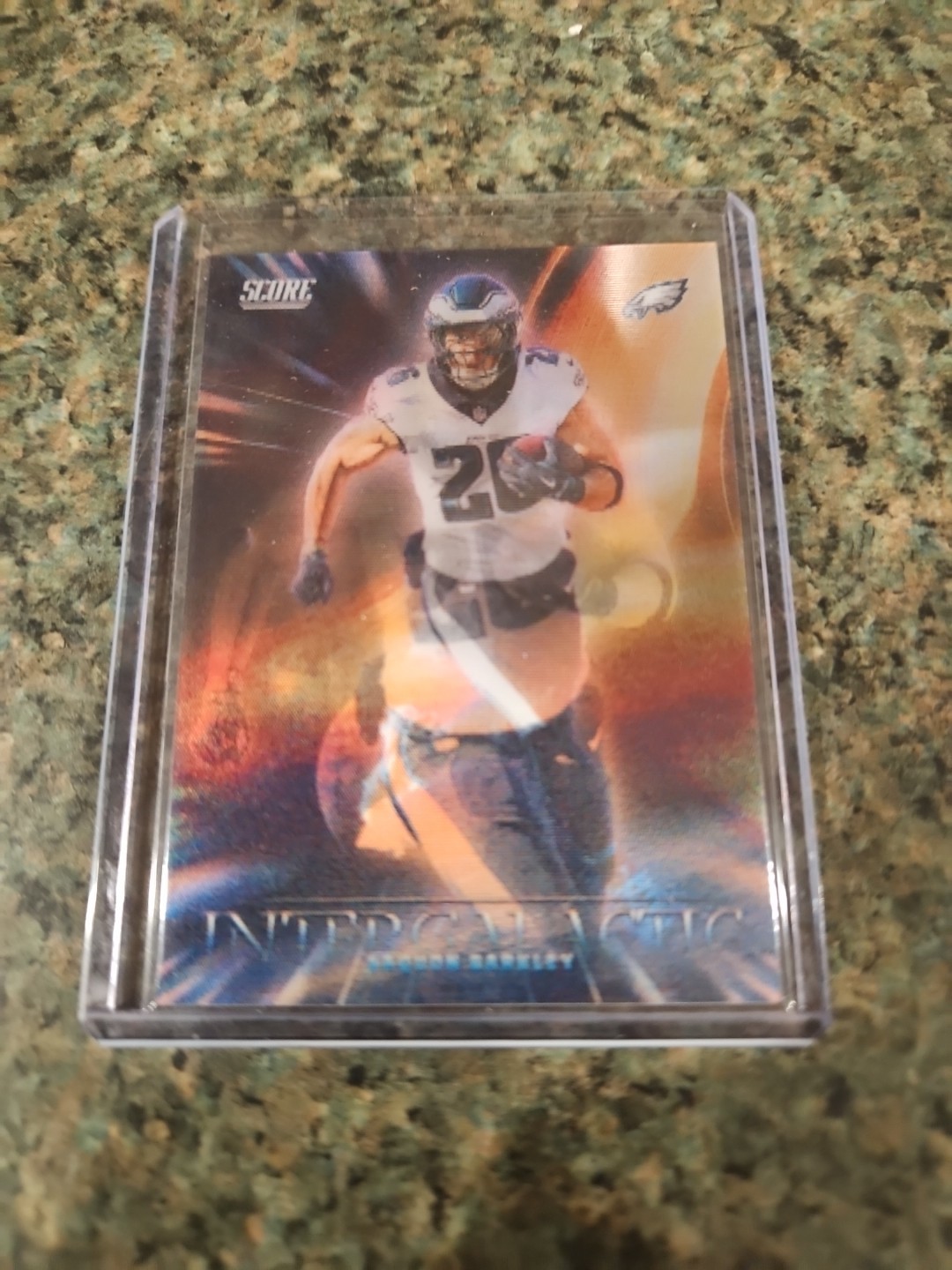 2025 Panini Score Football SP Saquon Barkley #5 Intergalactic Case Hit Eagles