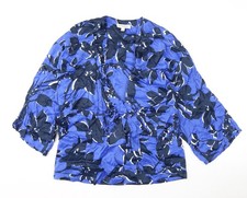 Blaue Wickelbluse Damen UK Gr&ouml;&szlig;e M Autogramm