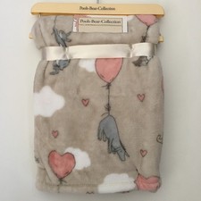 NEW Baby Blanket Lightweight Eeyore Pink Heart Balloons Pooh Bear Collection