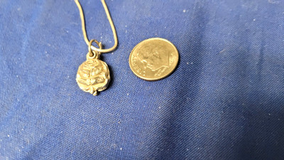 Sterling Silver Small Rose Bud Triple Slide Medal + 16'' Chain