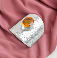 925 Sterling Silver Jewelry Natural Citrine November Birthstone Ring All Size DV