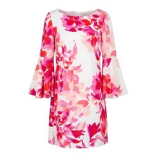 Eliza J Floral Bell-Sleeve Shift Dress in Pink