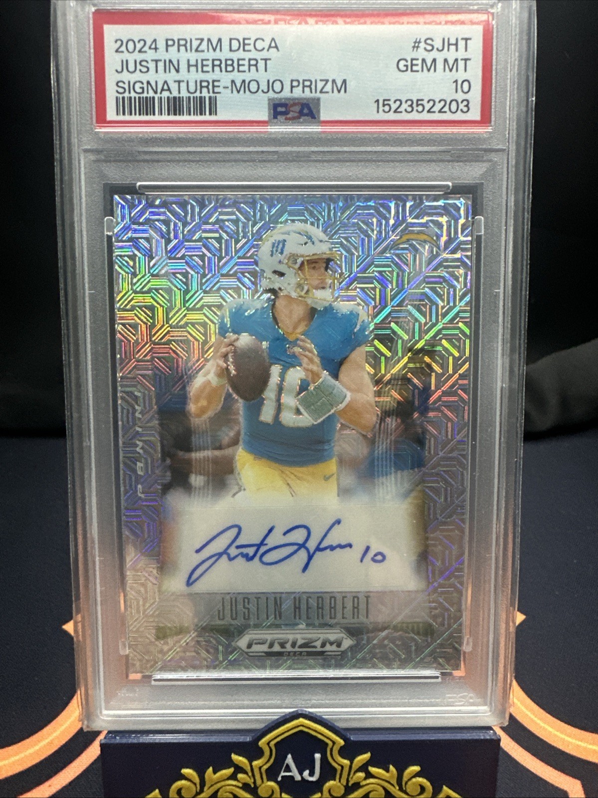 2024 Justin Herbert Prizm Deca /25 Auto PSA 10 #SJHT view 1