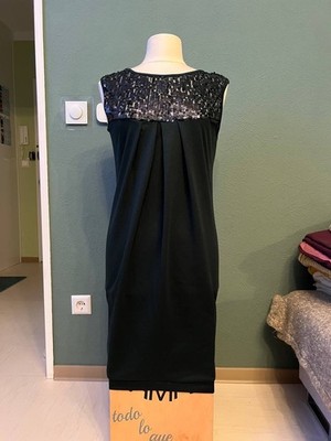 The Hackbarth's Kleid Gr. L Grün mit Pailletten Etuikleid Ärmellos Top Zustand