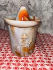 Akro Agate Mexicali Jar Sombrero Cigarette Ashtray + Lid Glass Swirl Mug Vintage