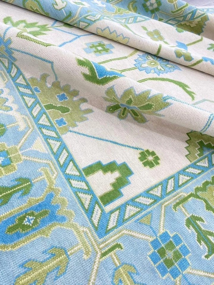 Nueva alfombra Oushak verde y blanca apagada 8x11 9x12 10x14 12x15 pies alfombras para decoración del hogar Foto 4 de 4