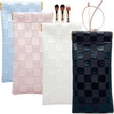 Soft Sunglasses Case, 4 Pcs Portable Checkered Eyeglass Pouches
