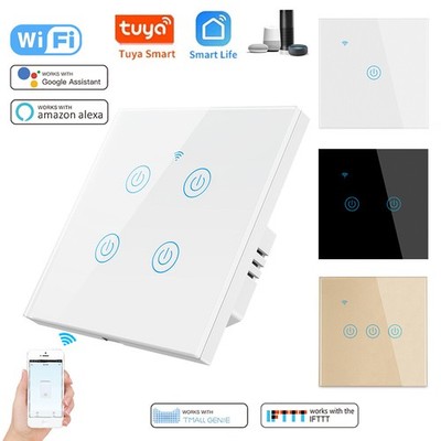 1-4Gang-TUYA Smart Life WLAN Glas Touch Lichtschalter Wandschalter Fernbedienung