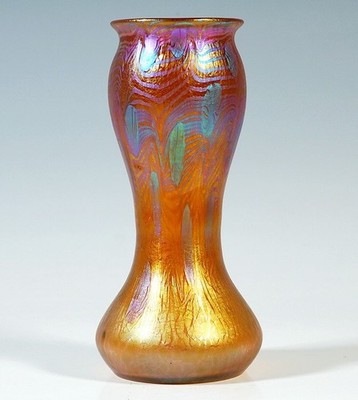 Loetz Witwe Jugendstil Phenomen Genre 3/430 Vase, Metallisch Gelb-Rot, 1904