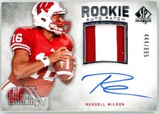 Russell Wilson 2012 Upper Deck SPA Rookie Patch Autograph Card #272 444/885. rookie card picture