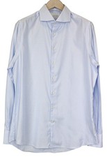 Suitsupply Men's Formal Shirt 42/16.5 Extra Slim Blue Cotton Striped