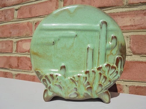 Vintage Frankoma Pottery Prairie Green Cactus Vase 7" Excellent