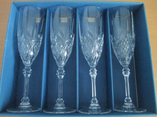 X4 FONTENAY 24% Lead Crystal Champagne Flutes NEW Boxed