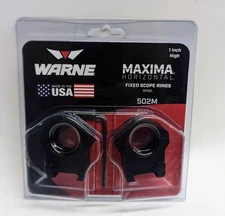 Warne 502M Maxima Horizontal 1" High Fixed Scope Steel Rings - Black