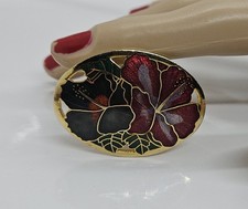 Vintage Floral Flower Brooch Pin Multicolor Enamel on Metal 1 1/4"