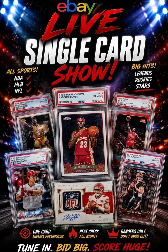 SINGLE CARD SHOW!!! NBA, NFL, MLB AND CUSTOMS