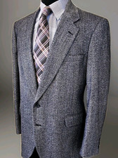 Vtg Stafford Tweed Sport Coat Silk Wool Men's Blazer 44R Gray Two Button