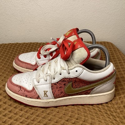 Nike Air Jordan 1 Low Spades GS Size 5Y / Womens Size 6.5 White Gold DJ5186-100