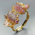 New 8ct  Carving Natural Tourmaline Ring 925 Sterling Silver Size 9 /R453318